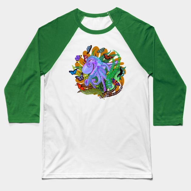 Fantasy octopus Baseball T-Shirt by Elala